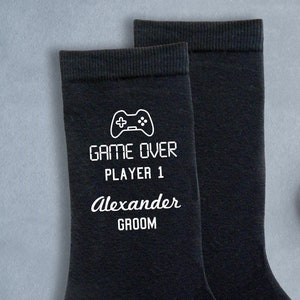 Game Over Personalized Wedding Socks: Custom Gamer Groom Gift