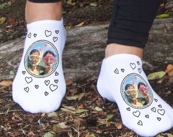 Custom Printed Cool Socks with a Person's Face Printed on Socks No Show Socks Personalized with a Photo a Great Gift Idea for Him or Her