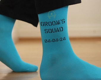 Custom Army Wedding Socks: Groom’s Squad, Military Wedding, Personalized with Date - Show Off Team Groom's Style!