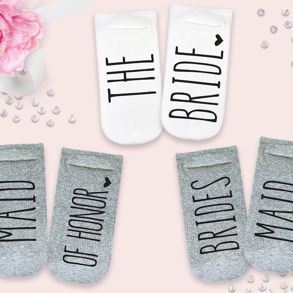 Bridesmaid Socks, Bridesmaid Gifts, Fun Socks for a Bridesmaids Gift, Cute No Show Socks for the Bridal Party to Wear When Getting Ready