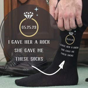 Funny Groom Socks: Personalized Wedding Date Gift from Bride