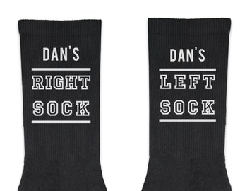 Funny Gift for Him, Right and Left Socks Personalized with a Name, Great Gift for Dad, Brother Gift, Funny Socks for Him, Christmas Gifts