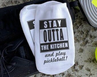 Humorous Pickleball Socks: Stay Outta the Kitchen No Show Socks