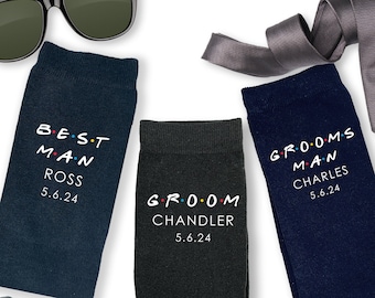 Groomsmen Socks, Friends Inspired Personalized Wedding Socks, Grooms Socks, Customized Fun Wedding Socks with Friends Font, Groomsmen Gift