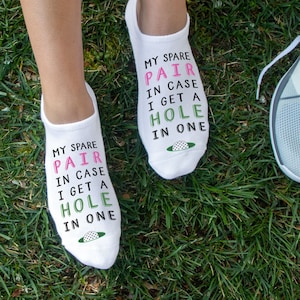 Cute Printed Golf Socks for Women, Funny No-Show Golf Socks, Spare Pair in Case You Get a Hole in One, Golf Gift for Women Golfers