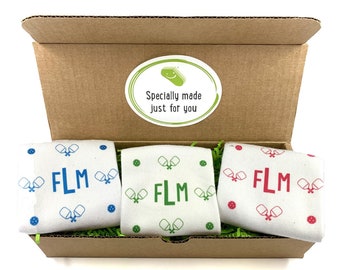 Personalized Pickleball Socks Gift Box: Monogrammed No Show Socks, 3 Pair Set