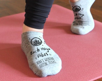 Personalized Bachelorette Gift Idea, Cute Yoga Socks for a Yoga Bachelorette Party or Birthday Party, Fun Yoga Socks for Girls Wine Weekend