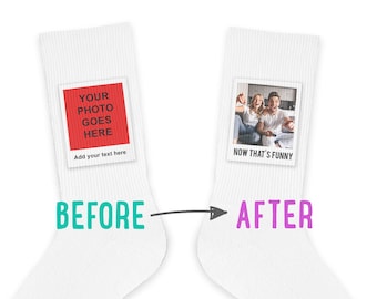 Custom Photo Socks for Everyone, Add Your Photo and Custom Text to Socks for a Personalized Gift for Him or Her, Fun Socks for Any Occasion
