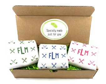 Personalized Golf Socks Gift Box: Custom Initial No-Show Socks - 3 Pair Set
