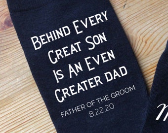 Father of the Groom Wedding Socks,Personalized Socks Make the Perfect Father of the Groom Gift with the Wedding Date Added, Great Son, Dad