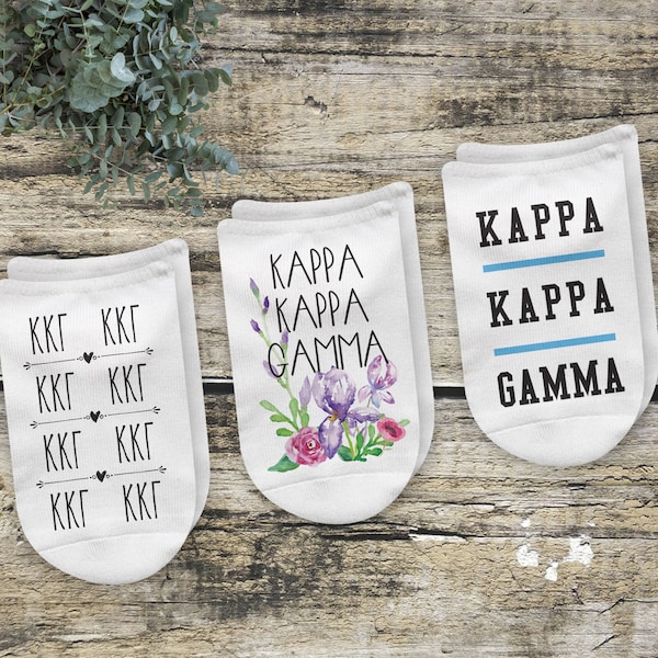 Sorority No Show Socks with 3 Best Selling Sorority Designs, Sold as a 3 Pair Assorted Set, Fun for Big and Little, Great for Gift Baskets