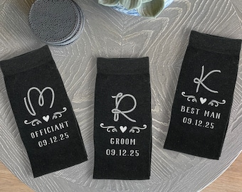 Rustic Wedding Socks, Personalized Socks with a Rustic Wedding Theme, Groomsman Gift, Personalized Mens Wedding Socks. Groomsmen Socks