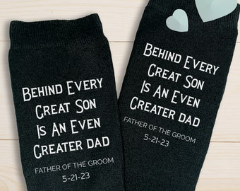 Gift Idea for Father of the Groom, Personalized Socks for the Father of the Groom with the Wedding Date Added, Fun & Unique Gift from Groom