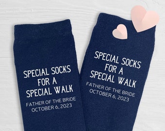 Father of the Bride Gift for Dad, Personalized Father of the Bride Socks, Special Socks for a Special Walk, Dad of the Bride Navy Socks