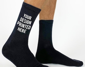 Custom Printed and Personalized Mens Dress and Basic Crew Socks for Him with Your Own Design Added Sold by the Pair