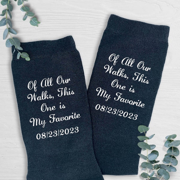 Father of the Bride Gift, Personalized for the Father of the Bride, Charcoal Father of the Bride Socks, Special Socks for a Special Walk