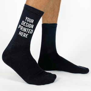 Custom Printed and Personalized Mens Dress and Basic Crew Socks for Him with Your Own Design Added Sold by the Pair