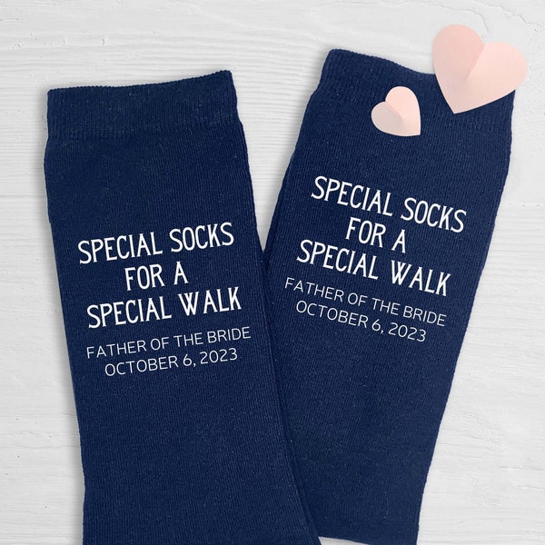 Father of the Bride Gift for Dad, Personalized Father of the Bride Socks, Special Socks for a Special Walk, Dad of the Bride Navy Socks