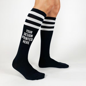 Custom Printed Personalized Knee High Socks Add Your Own Design Socks are Sold By the Pair