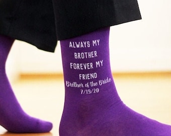 Brother of the Bride Gift, Customized Wedding Socks, Mens Socks Personalized With a Wedding Date, Gift for Groomsmen and Wedding Party