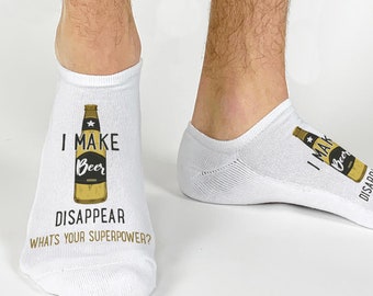 Fun Novelty Beer Socks for the Beer Lover, Making Beer Disappear is a Superpower and Great Gift Idea