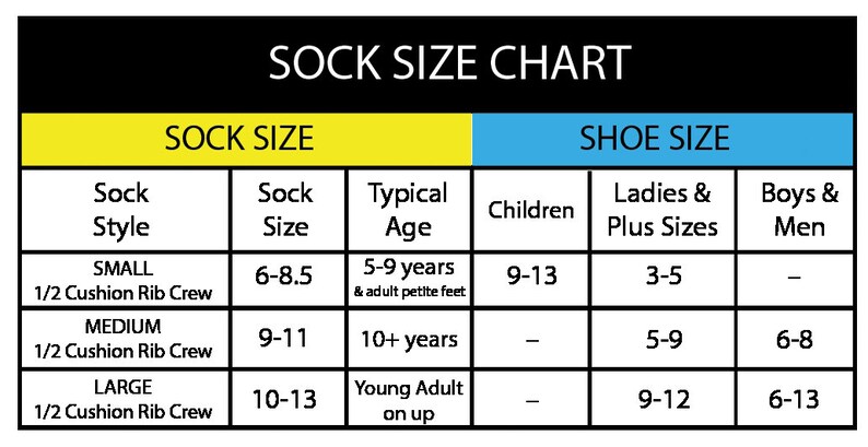 Sock sizing chart. Custom printed super cute star wars golf theme design digitally printed in ink on white cotton no show footie socks make the perfect tee tournament gifts or gifts for your star wars golf loving friends.
