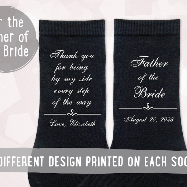 Customized Father of the Bride Socks, Personalized Wedding Socks for Father of the Bride, Bride’s Father Socks Custom Printed Gift for Dad