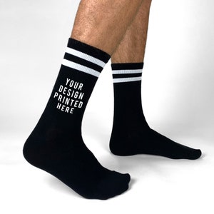 Custom Printed Striped Crew Socks, Add Your Own Custom Design or Text ...