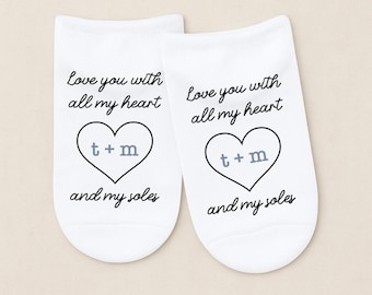 Personalized No Show Socks, Heart & Soles Valentine Gift