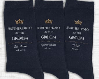 Brotherhood of the Groom Socks – Personalized Wedding Party Gift Him -  Fantasy Custom Groomsmen Socks