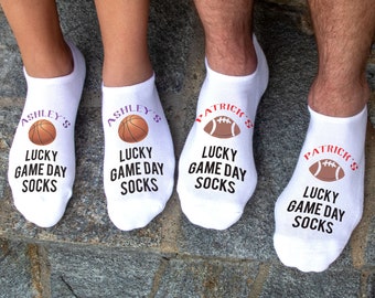 Personalized Socks for the Sports Fan, Lucky Game Day Socks for Him and Her, Football, Basketball, Soccer, Hockey, Baseball, Fun Gift Idea