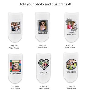 Choose from one of our 6 selections of photo frame no show socks.