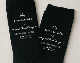Personalized “Any Walk With You” Socks, Customized with Couple Name, Sole Mates Anniversary Gift