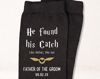 Father of the Groom Personalized Wedding Socks, Wizard Fantasy Theme Wedding Dad Gift from Son