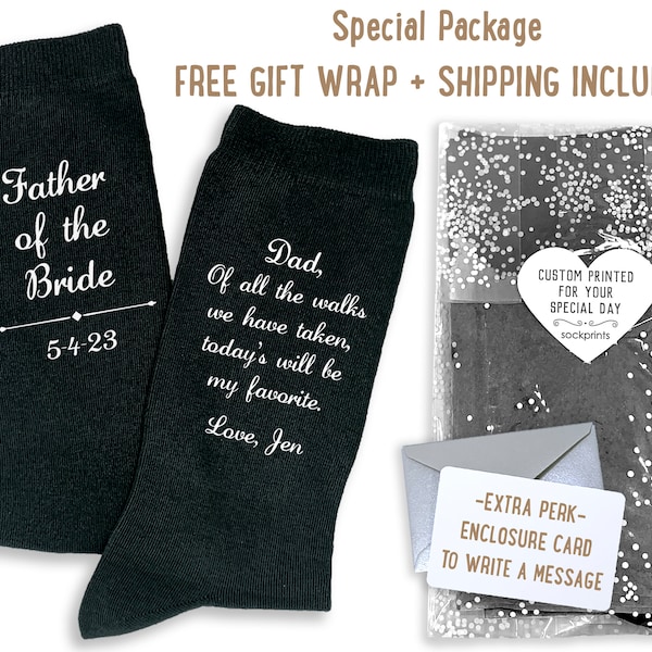 Father of the Bride Gift for the Wedding Day, My Favorite Walk Socks, Personalized Father of Bride Socks for Dad With Love, Free shipping