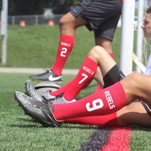 Custom Printed Sport Knee Highs Personalized Sport Socks Add Your Own Text and Logos