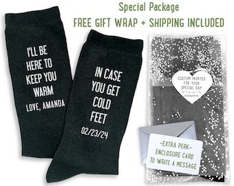 Groom Gift Socks In Case He Gets Cold Feet, Funny Wedding Personalized Socks, In Case You Get Cold Feet Gift to Groom from Bride With Love