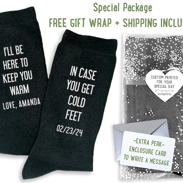 Groom Gift Socks In Case He Gets Cold Feet, Funny Wedding Personalized Socks, In Case You Get Cold Feet Gift to Groom from Bride With Love