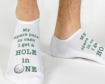 Funny Golf Socks for Men Golfers, A Spare Pair of Golf Socks In Case You Get a Hole in One, Cotton No Show Socks