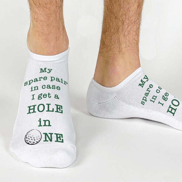 Funny Golf Socks for Men Golfers, A Spare Pair of Golf Socks In Case You Get a Hole in One, Cotton No Show Socks