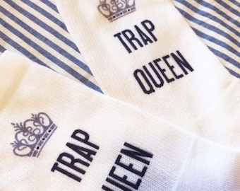 Trap Queen, Fetty Wap, Weird Stuff, Fun Socks, Printed Socks, Novelty Socks