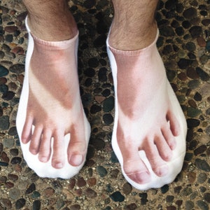 Funny Socks for Men, No Show Socks with Feet Image Printed on the Tops, a Fun and Unique Gift for Him