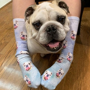 Custom Pet Photo Cotton Socks for Dog Lovers, Funny Photo Gift Idea Personalized with Your Dogs Face  and WOOF Design, Cotton Socks