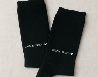 Personalized Couples Name Socks, Custom Valentine’s Gift, Romantic Cotton Socks with Ankle Print Design