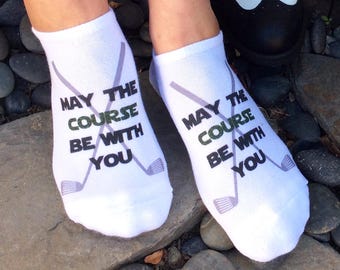 May The Course Be With You Golf Socks: Novelty Cotton No Show Socks