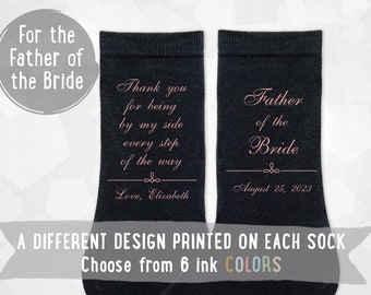 Customized Father of the Bride Socks, Personalized Wedding Socks for Father of the Bride, Bride’s Father Socks Custom Printed Gift for Dad