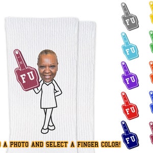 Funny Face Socks: Custom Photo Middle Finger Design, Game Day Apparel