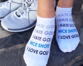 Funny Golf Socks for Men & Women – Cotton No Show Golf Socks with Fun Designs – Unique Golf Gifts and Tournament Accessories for the Golfer