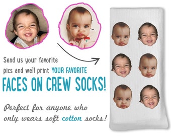 Custom Photo Socks with Your Photos, Customized Socks with All Over Faces for Gifting, Fun Socks Printed with Pet or People Faces