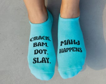 Mahjong Socks – Funny No-Shows for Mahjong Lovers | 3-Pair Gift Set or Singles
